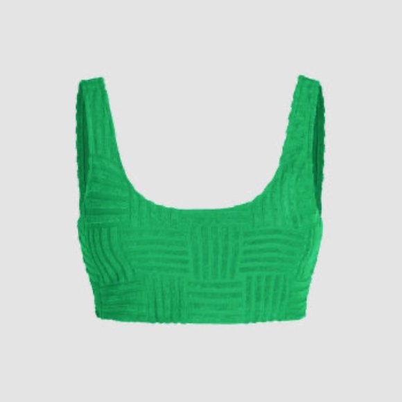 SHOP CIDER Green Solid Terry Crop Tank Top - Picture 3 of 10